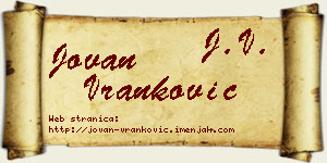 Jovan Vranković vizit kartica